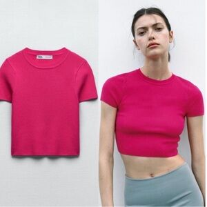 Fashion › Tops › Shirts
Zara Pink Basic Cropped Knit to  hot pink I SIZE M